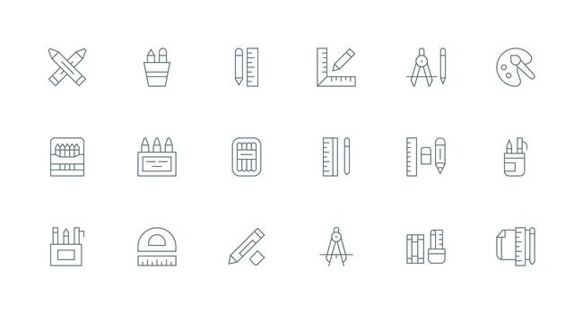 Drawing Tools Set with 18 Minimal Line Icons Digital Product Icons for Fast Delivery vector