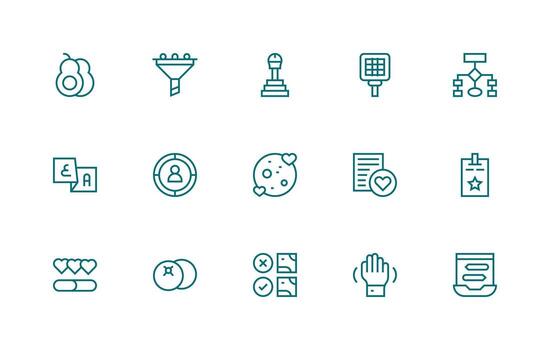 selección presentando 15 íconos en regular línea diseño sencillo icono paquete vector