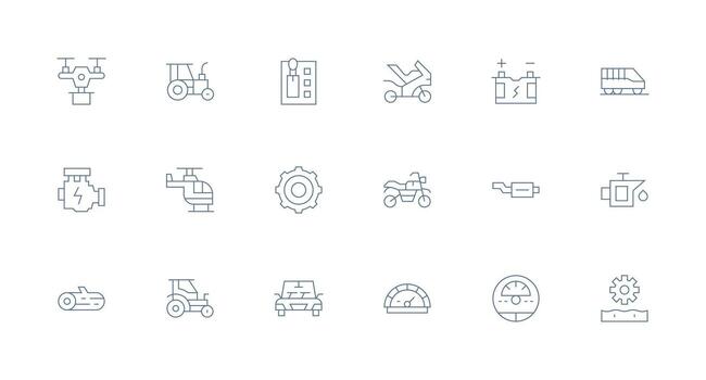 Minimal Line Style Engine Icons with 18 Vectors All Device Compatible Icon Set