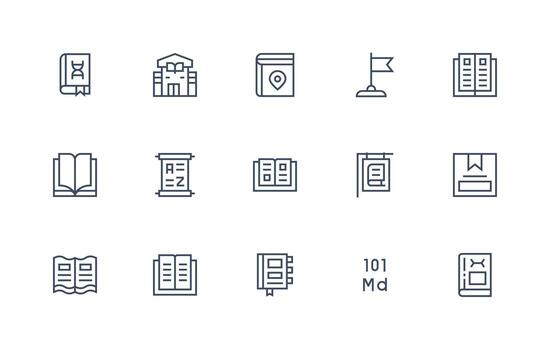 Regular Line Style Reference Icons with 15 Vectors Essential Icon Collection