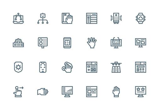 24 grueso línea línea diseños para interfaz íconos limpiar icono colección para web utilizar vector