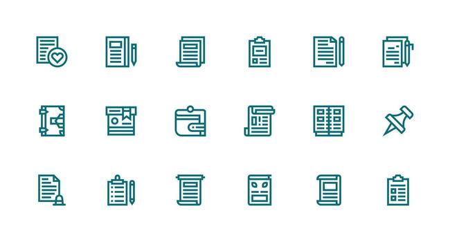 18 Icons for Memo in Strong Stroke Line Format Icon Pack vector