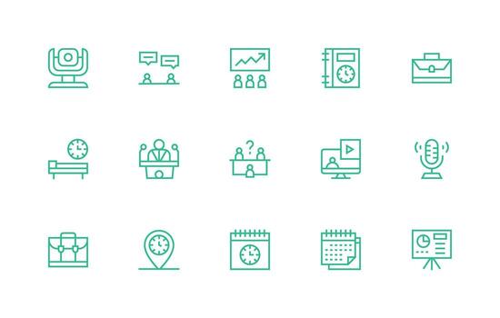 15 Regular Line Designs for Meeting Icons UI Icon Set vector