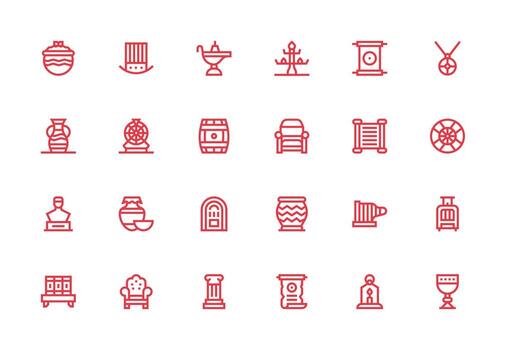 24 Thick Line Line Icons for Antique Graphics Interface Icon Collection for Daily Projects vector
