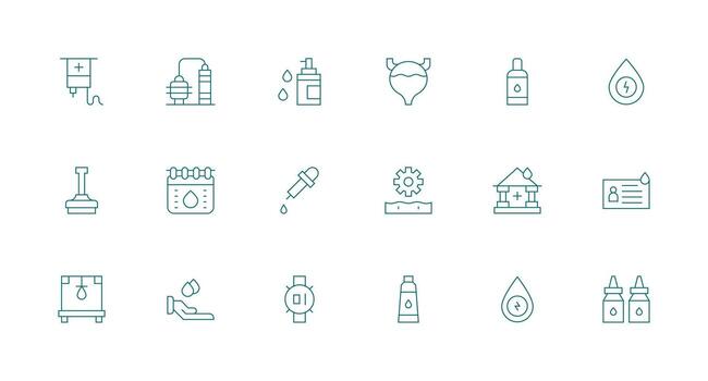 18 Icons for Fluid in Minimal Line Format Multi-Style Icons for Creative Projects vector