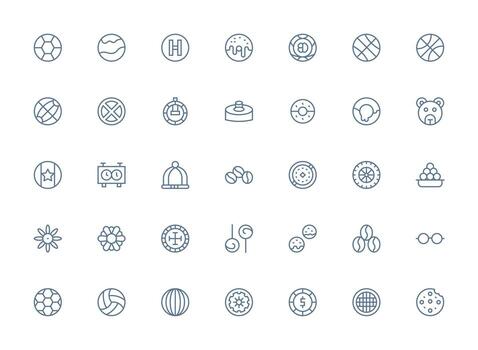 redondo conjunto con 35 regular limpiar línea íconos listo para la interfaz de usuario icono colección vector