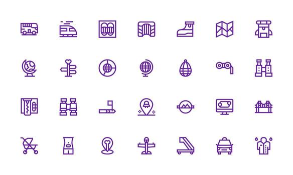 viaje icono conjunto con 28 negrita línea gráficos alta resolución íconos para ninguna plataforma vector