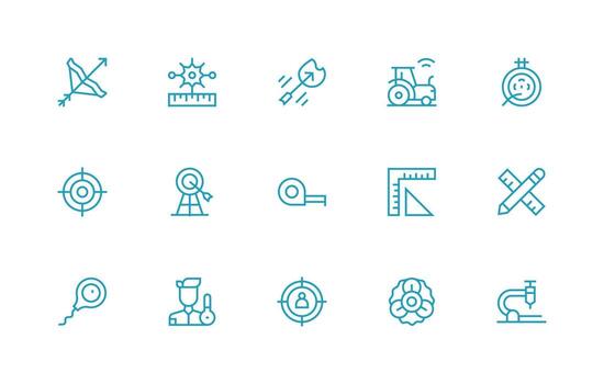 Precision featuring 15 Icons in Regular Line Design Optimized Icon Pack for Digital Products vector