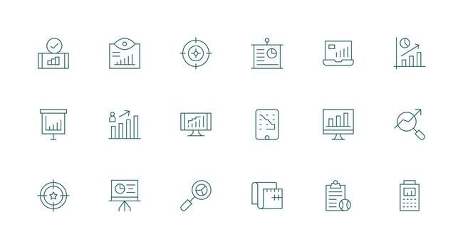 mínimo línea estilo métrica íconos con 18 vectores alta calidad icono paquete