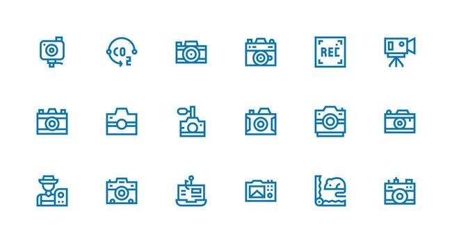 Strong Stroke Line Icons from Capture Set with 18 Vectors Modern Icon Set