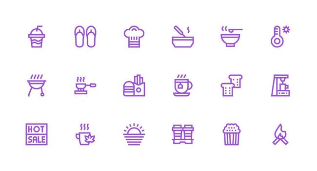 18 Icons for Hot in Strong Stroke Line Format Sharp Icons for Presentations vector