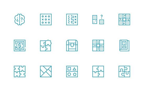 15 regular línea diseños para rompecabezas íconos todas dispositivo compatible icono conjunto vector