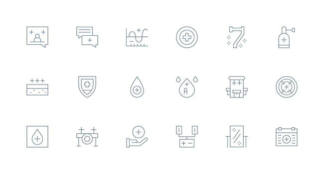 Plus Icon Collection with 18 Minimal Line Designs Balanced Icon Set for Functional Design vector