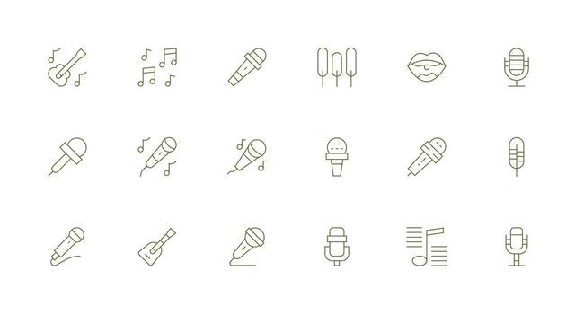 18 Minimal Line Icons for Vocal Graphics Interface Icon Collection vector