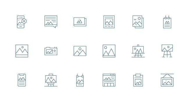 Minimal Line Style Gallery Icons with 18 Vectors Neutral Style Icons for Any Project