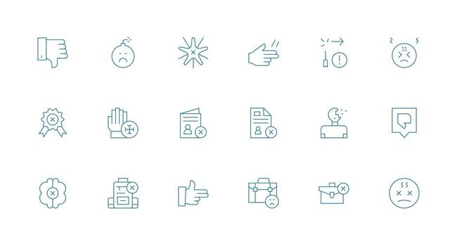 18 Icons for Unsuccessful in Minimal Line Format Icon Pack for UI vector