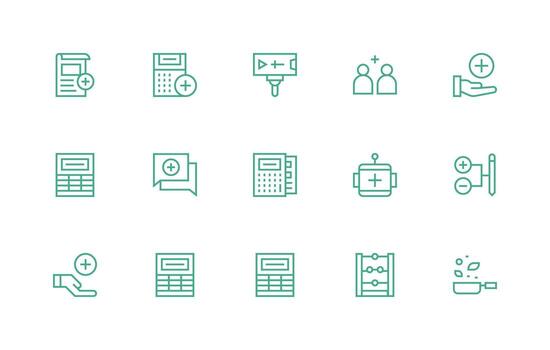 Regular Line Icons from Add Set with 15 Vectors Scalable Icons for All Themes