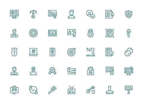 autenticación conjunto con 35 regular limpiar línea íconos organizado icono paquete para rápido acceso vector
