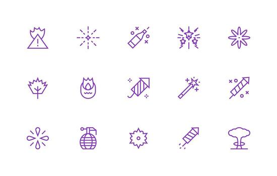 15 Regular Line Vectors for Explosion Theme Clear and Concise Icon Set Collection