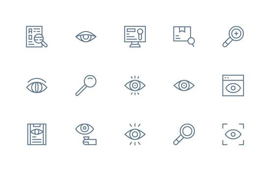 15 Regular Line Vectors for Inspect Theme Responsive Icon Set for Flexible Layouts