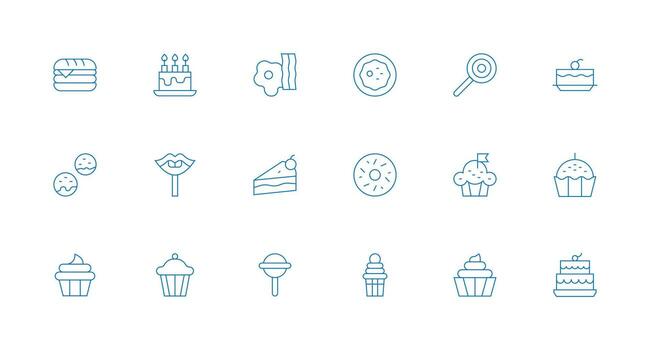 mínimo línea íconos desde sabroso conjunto con 18 vectores sencillo íconos para interfaz y wireframes
