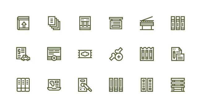 Strong Stroke Line Icons from Document Management Set with 18 Vectors Icon Collection Set