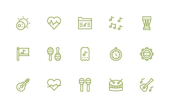 Rhythm Design Icons featuring 15 in Regular Line Style Simple Icons for Interface and Wireframes vector
