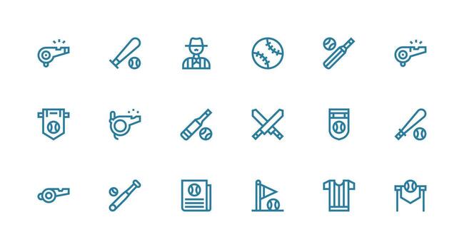 Umpire featuring 18 Icons in Strong Stroke Line Design Scalable Icons for All Themes vector