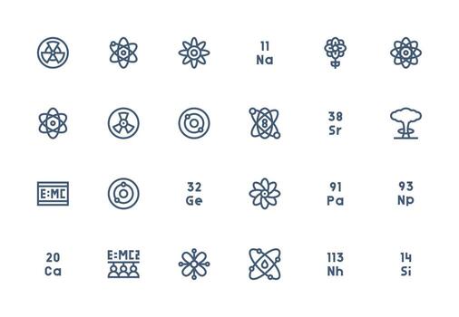 Thick Line Line Icons from Atomic Set with 24 Vectors Full Icon Library for UI Designers