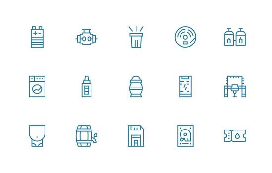 Regular Line Style Capacity Icons with 15 Vectors Customizable Icon Series for Mobile Screens