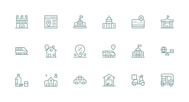 Local Design Icons featuring 18 in Minimal Line Style Optimized Icon Pack for Digital Products vector