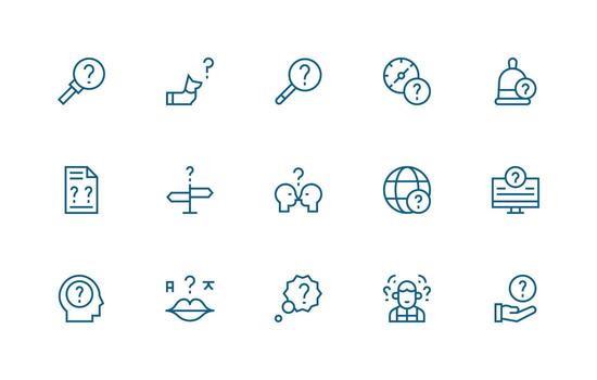Doubt Design Icons featuring 15 in Regular Line Style Line Icon Collection vector