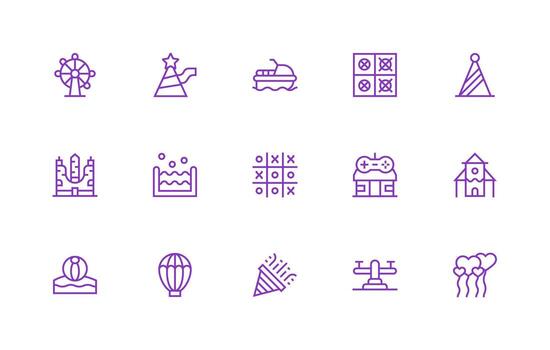 15 Regular Line Icons for Fun Graphics Multi-Purpose Icon Pack for Templates vector