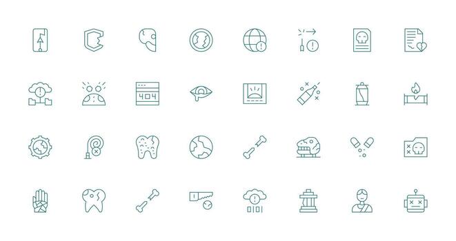 Thin Line Icons from Broken Set with 32 Vectors Scalable Icons for All Themes