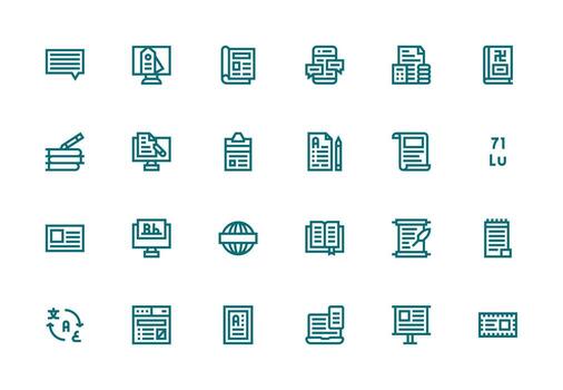 24 Text Icons in Thick Line Line Aesthetic UI Icon Set vector