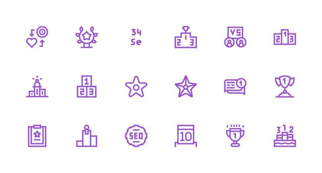 18 Strong Stroke Line Icons for Ranking Graphics Minimal Icon Set for Interface Projects vector