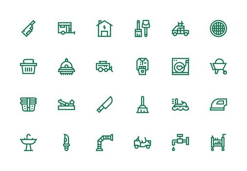 utilidad icono conjunto con 24 grueso línea línea gráficos moderno línea y glifo icono serie vector