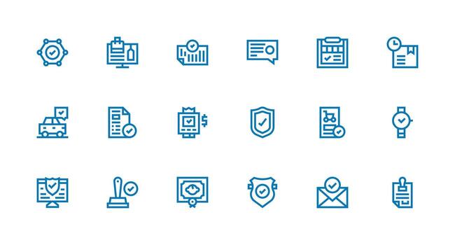 confirmación icono colección con 18 fuerte carrera línea diseños núcleo icono colección para diario Tareas vector