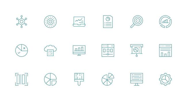 datos visualización incluso 18 mínimo línea ilustraciones mínimo icono paquete vector