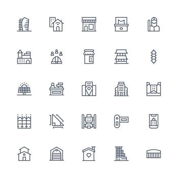 Building Set with 25 Medium Stroke Outline Icons Multi-Purpose Icon Pack for Templates vector