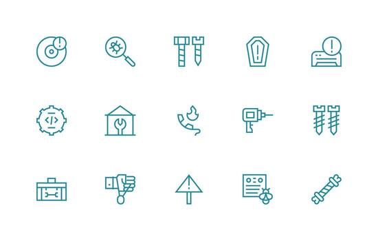 Fix Icon Set with 15 Regular Line Graphics Reliable Icons for All Interfaces vector