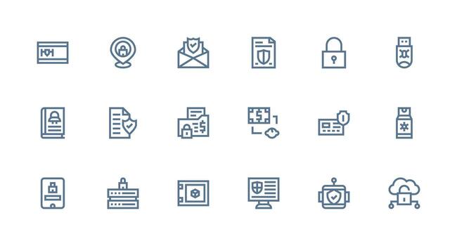 Strong Stroke Line Icons from Encrypted Set with 18 Vectors General Use Icon Pack