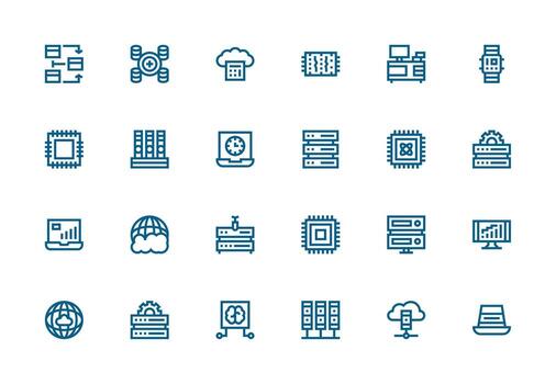 grueso línea línea íconos desde informática conjunto con 24 vectores sencillo íconos para interfaz y wireframes