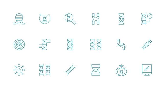 Biotechnology Icon Collection with 18 Minimal Line Designs Clean Icon Collection for Web Use vector