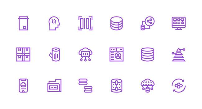 fuerte carrera línea estilo datos administración íconos con 18 vectores ligero icono serie para rápido prototipos