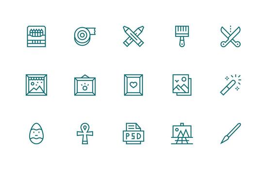 15 Regular Line Style Icons from Artwork Collection Multi-Purpose Icon Pack for Templates vector