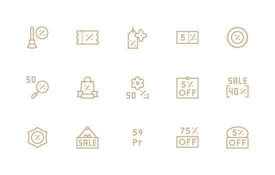 Regular Line Style Markdown Icons with 15 Vectors Organized Pack for Project Assets
