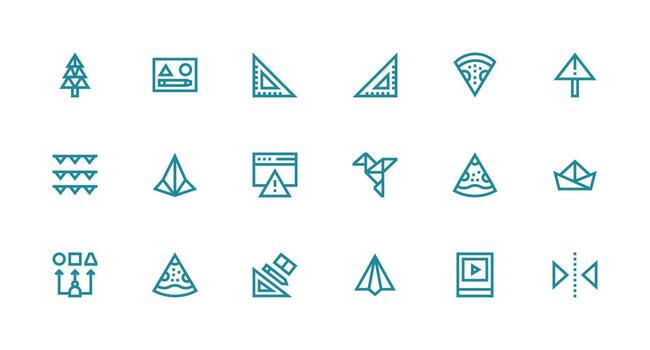 Strong Stroke Line Icons from Triangle Set with 18 Vectors Versatile Icon Collection for Designers