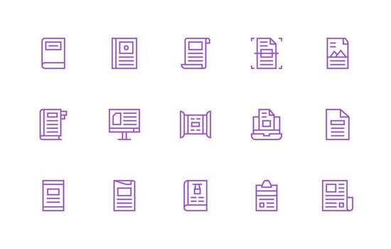 Regular Line Style Pdf Icons with 15 Vectors Responsive Icon Set for Flexible Layouts