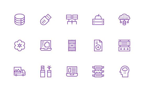 File Storage Icon Set with 15 Regular Line Graphics Clean Icon Set Icon Pack for UI Projects vector